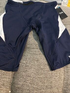 TYR Navy and White Racing Jammers dark blue